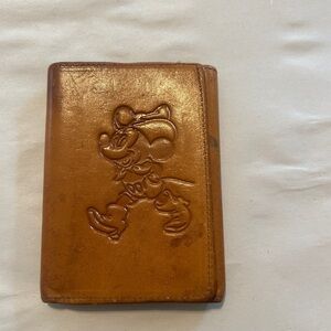 Brown Leather Wallet with Cartoon Embossing